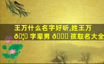 王万什么名字好听,姓王万 🦆 字辈男 🐅 孩取名大全